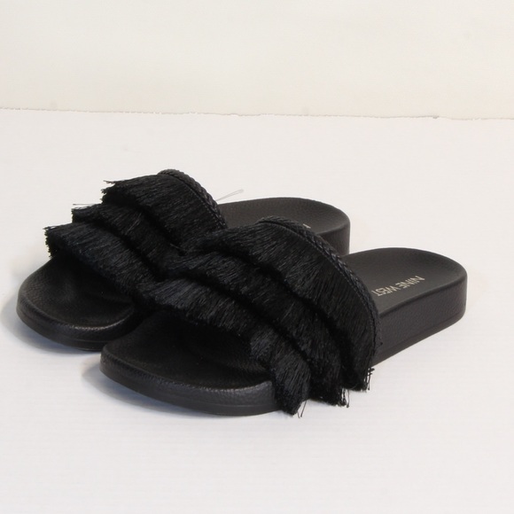 Nine West Black Fringe Slides Size 6 NWOT - Picture 7 of 8